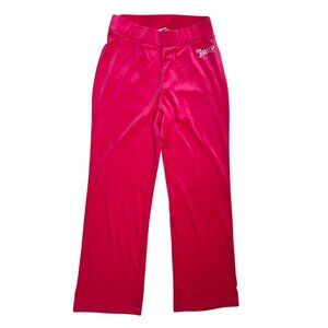 Juicy Couture Pink Velour Pull-On Pants Rhinestone Logo Size Small